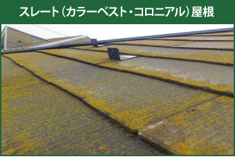藻の生えたスレート(カラーベスト・コロニアル)屋根