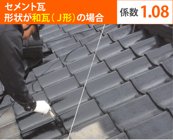 セメント瓦 形状が和瓦(J形)の場合、係数1.08