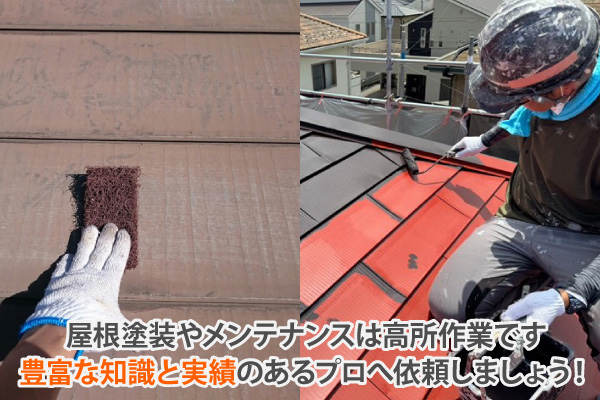 屋根塗装やメンテナンスは高所作業です。豊富な知識と実績のあるプロへ依頼しましょう!