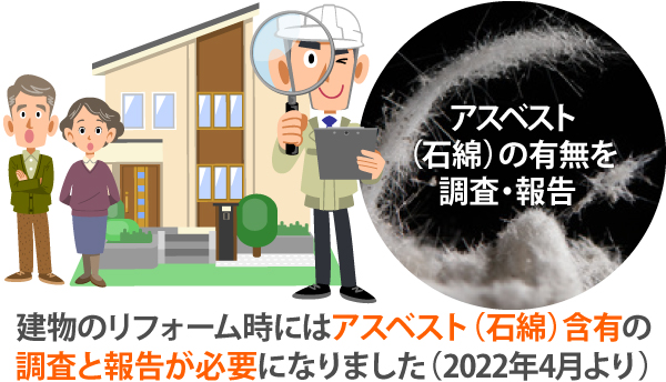 建物のリフォーム時には、アスベスト(石綿)含有の調査と報告が必要になりました(2022年4月より)