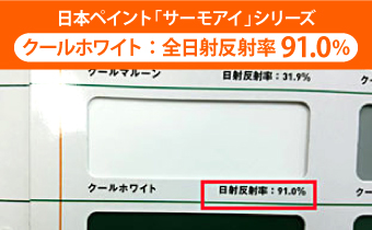 日本ペイント「サーモアイ」シリーズが、クールホワイト で全日射反射率 91.0%の効果を発揮