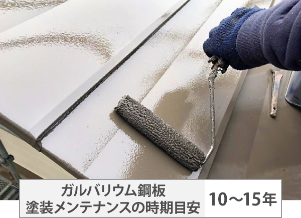 ガルバリウム鋼板の塗装メンテナンスの時期目安は10~15年
