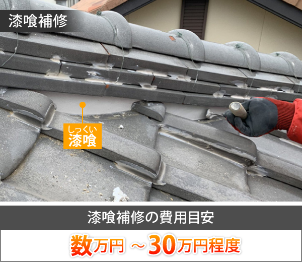 漆喰補修の費用目安は、数万円~30万円程度