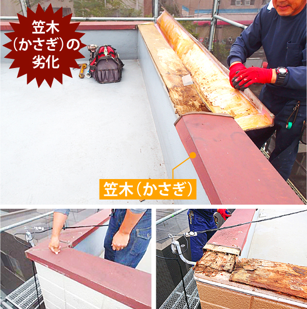 笠木(かさぎ)の劣化